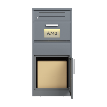 Schweng 2-in-1 Paketbox mit Briefkasten und LED-Beleuchtung – Verzinkter Stahl, abschließbar, 112 cm