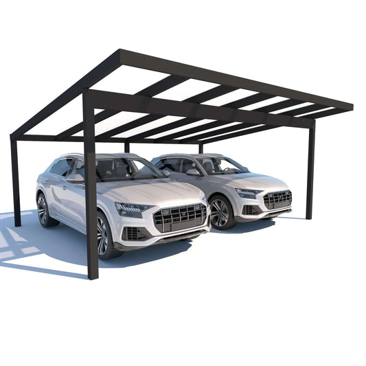 Schweng Pultdachcarport S400 Polycarbonat mit Dachüberstand - Weiß