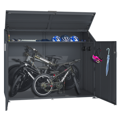 Fahrradgarage für 4 Fahrräder aus verzinktem Stahl mit Ablagefach – 200 cm