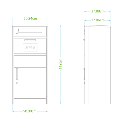 Schweng 2-in-1 Paketbox mit Briefkasten und LED-Beleuchtung – Verzinkter Stahl, abschließbar, 112 cm