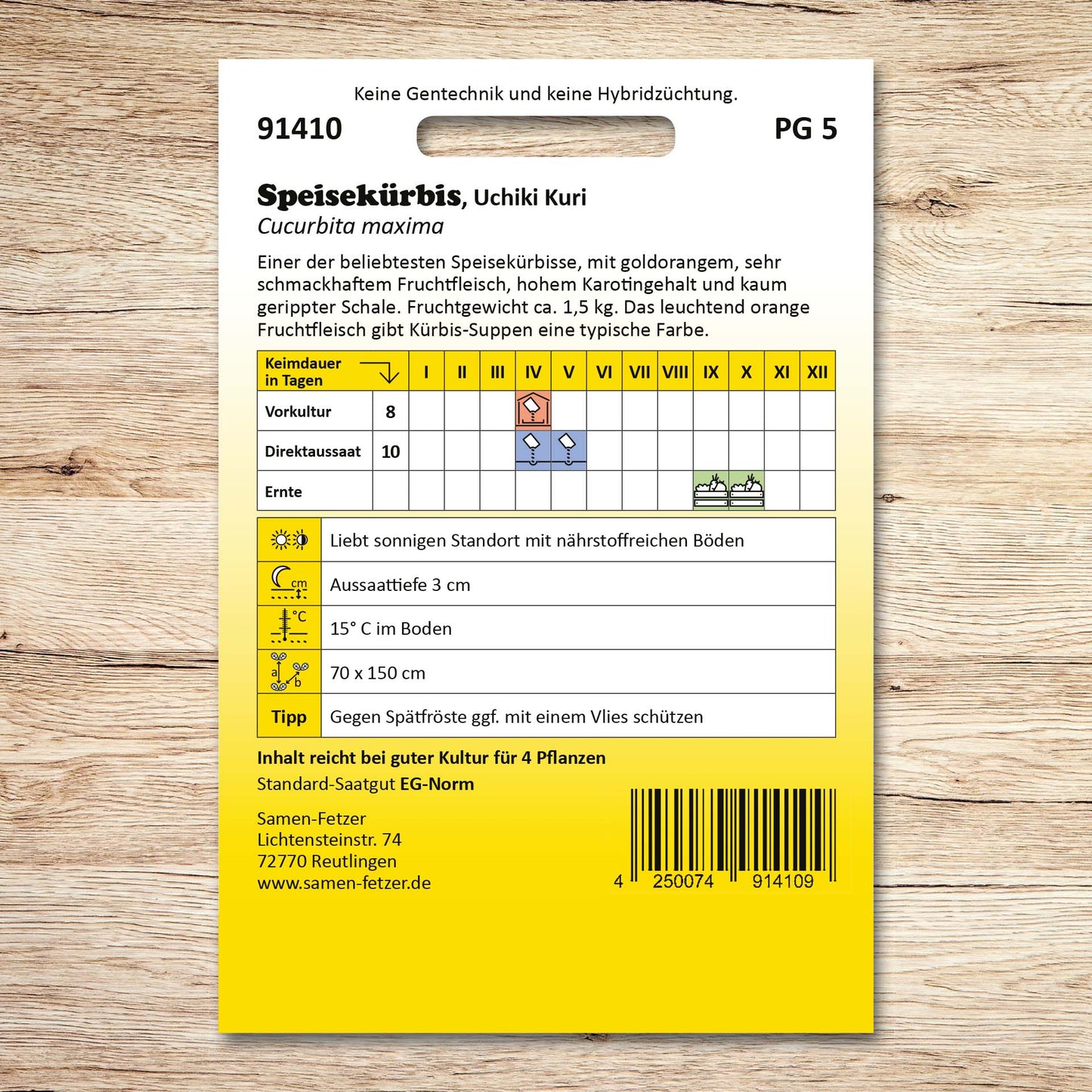 Speisekürbis Uchiki Kuri, Hokkaido