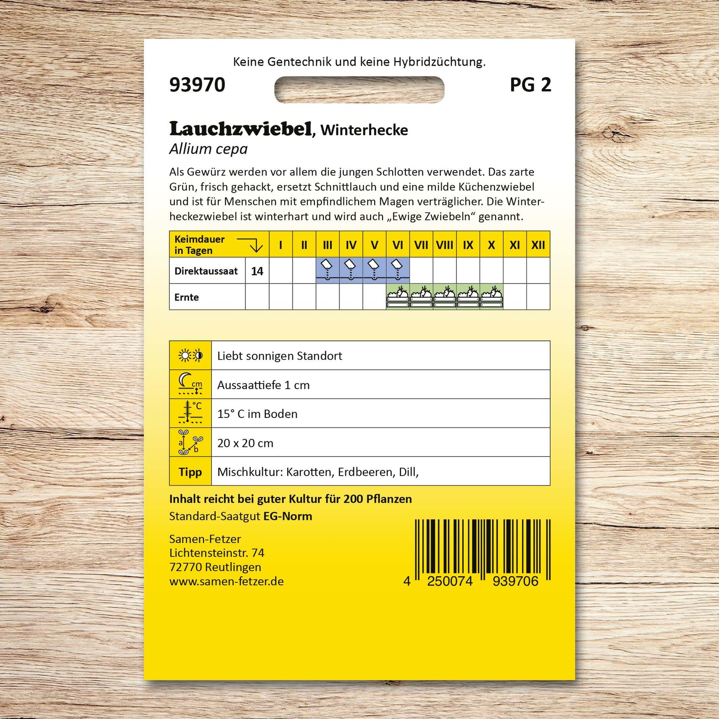 Zwiebelsamen Winterheckezwiebeln