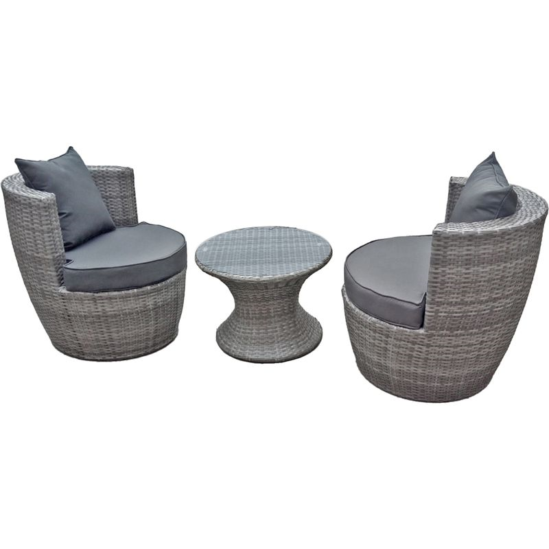 Harms Club-Set LINZ – Stilvolles Gartenmöbel-Set aus Stahl und Kunststoffgeflecht in Grau