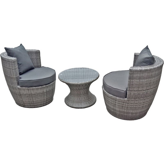 Harms Club-Set LINZ – Stilvolles Gartenmöbel-Set aus Stahl und Kunststoffgeflecht in Grau