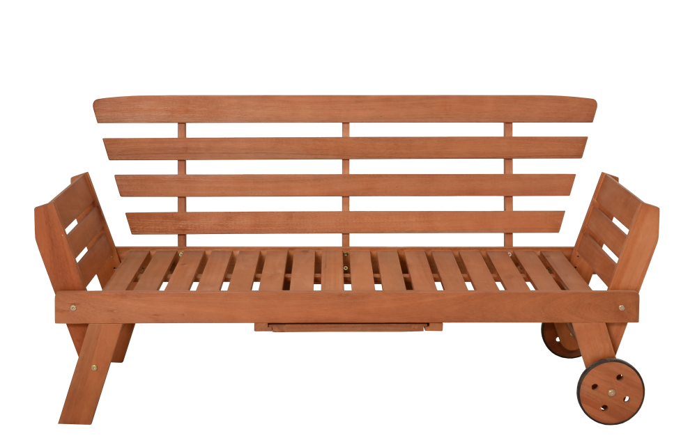 RINCON Funktionssofa aus FSC® Eukalyptusholz – mit Auflage & Ausziehtisch