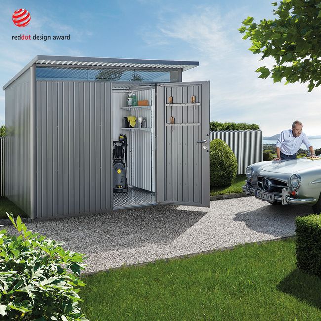 Biohort Gerätehaus Highline – konfigurierbar - silber-metallic