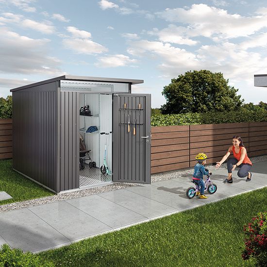 Biohort Gerätehaus Highline – konfigurierbar - silber-metallic