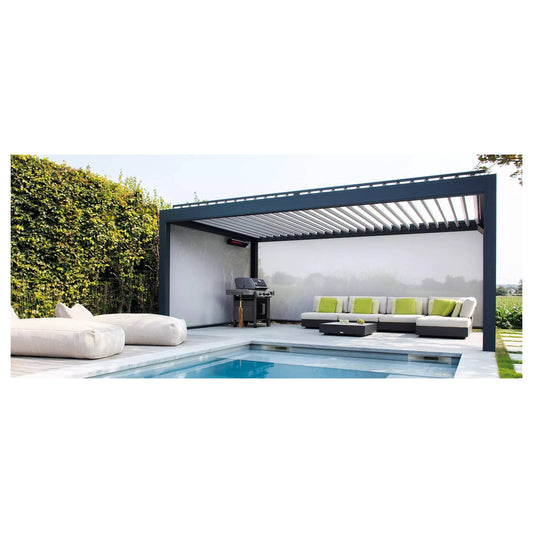Lamellenpergola B200 – konfigurierbar - Weiß RAL 9016 Feinstruktur - Breite 3,03 m – 3,18 m
