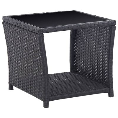 Bistro-Set  3-tlg. mit Auflagen Poly Rattan Schwarz