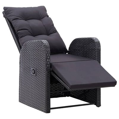 Bistro-Set  3-tlg. mit Auflagen Poly Rattan Schwarz