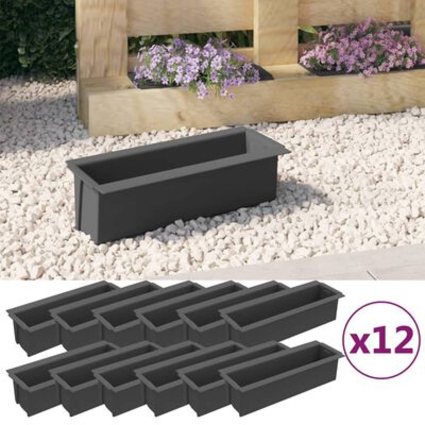 vidaXL Pflanzkasten für Europaletten 12 Stk. Grau 36×13,5×9,5 cm PP