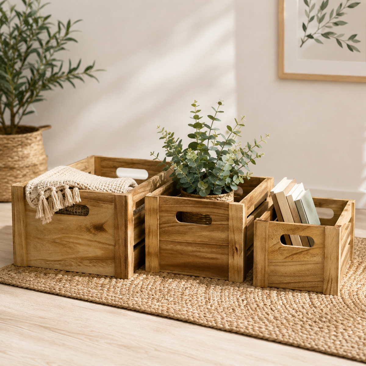 Holzkiste Basic 3er Set – Dekorative Holzkisten für Zuhause