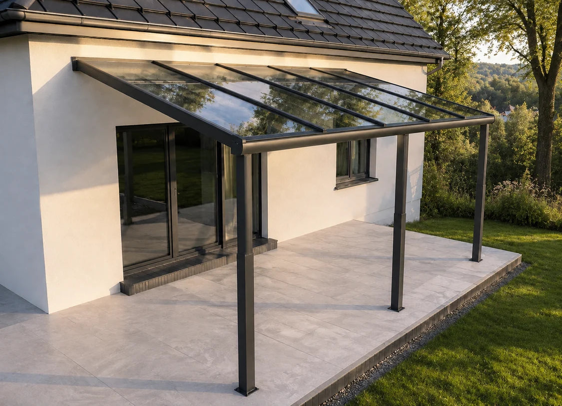 Terrassenüberdachung Polycarbonat, 7,06 m x 4,00 m