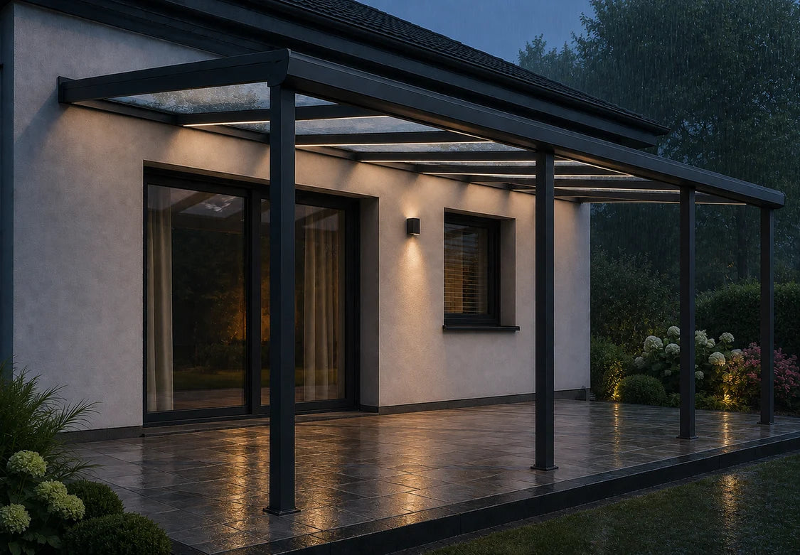 Terrassenüberdachung Polycarbonat, 7,06 m x 4,00 m