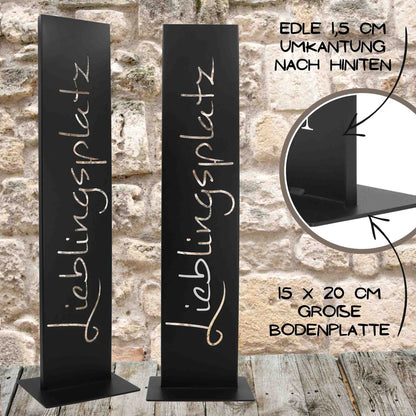 Lieblingsplatz Schild | Metall Deko Spruchtafel schwar