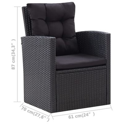 Garten-Lounge-Set 6-tlg. mit Kissen Poly Rattan Schwarz