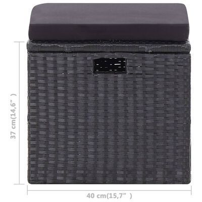 Garten-Lounge-Set 6-tlg. mit Kissen Poly Rattan Schwarz