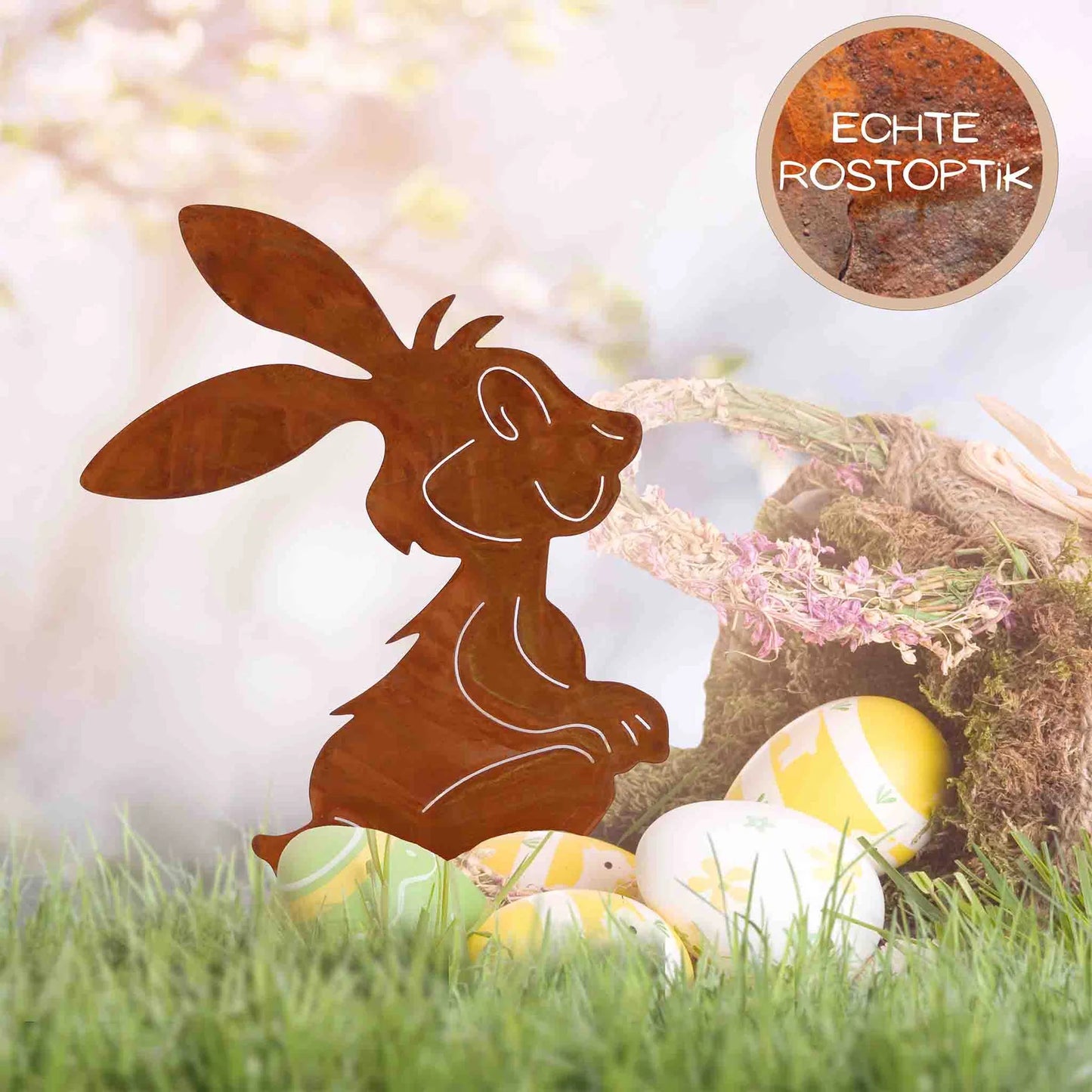 Edelrost Vintage Deko Hase Herbert | Ostern im Comic Style