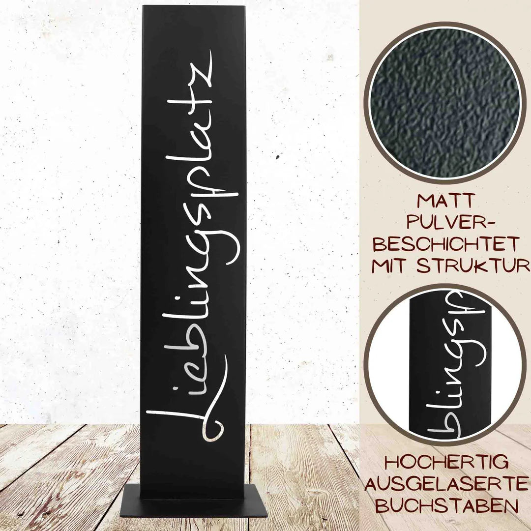 Lieblingsplatz Schild | Metall Deko Spruchtafel schwar
