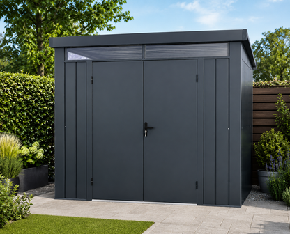 Garten-Gerätehaus Anthrazit 243 × 183 × 227 cm – Wetterfest, Abschließbar & Pflegeleicht