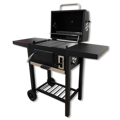 B-Ware Trolley Holzkohlegrill mit Doppel-Seitenablagen, Grill