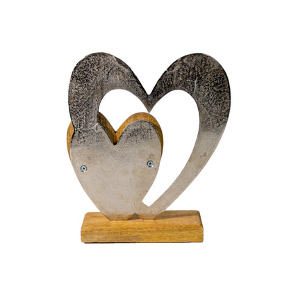 Holzdeko "Herz in Herz"