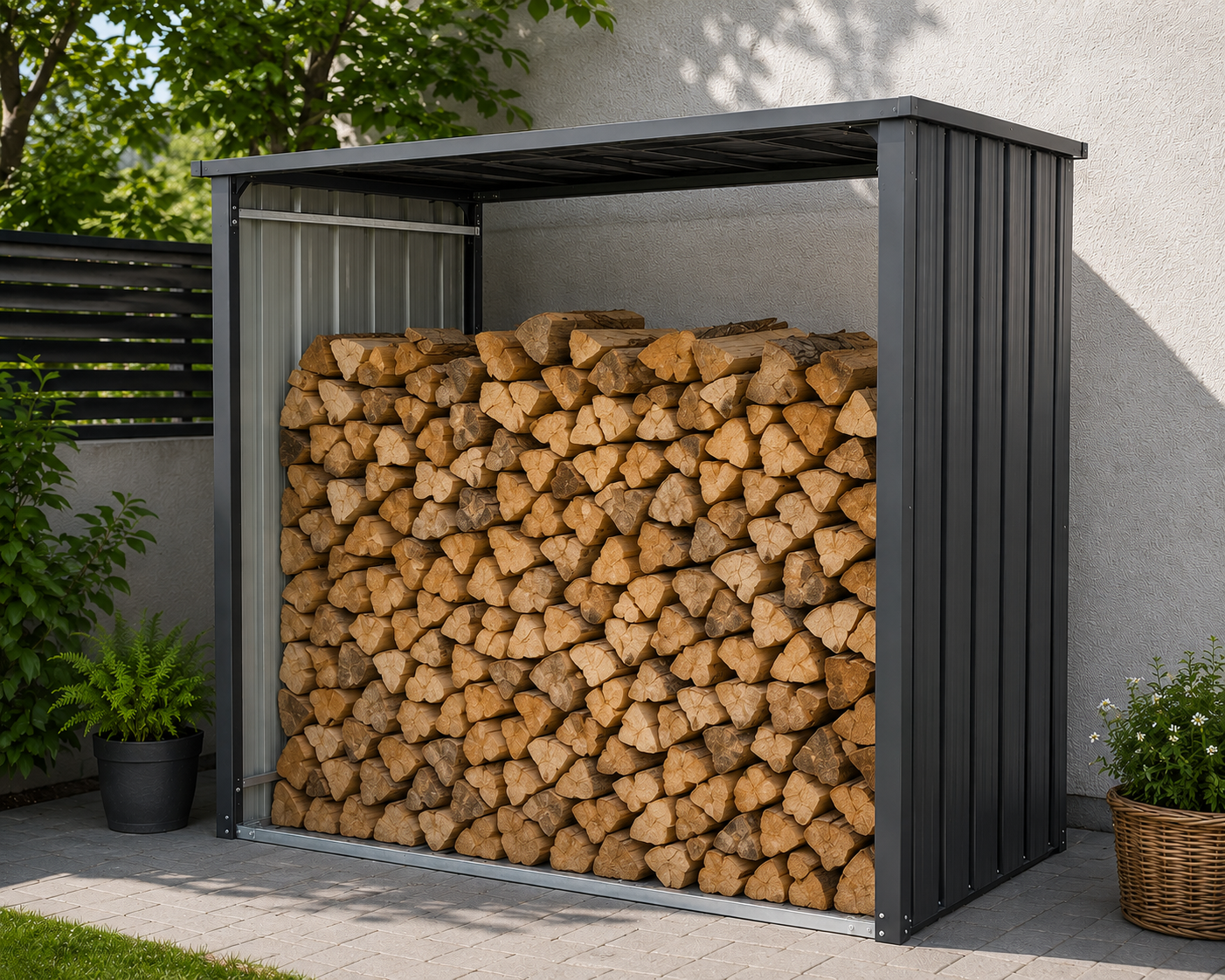 Kaminholzunterstand Anthrazit 151 × 90 × 160 cm – Wetterfest & Robust