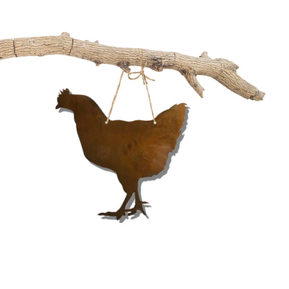 Henne und Gockel | Fensterdeko hängend im Landhausstil | Gartendeko Hahn und Henne aus Metall