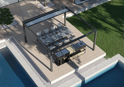 kubische Falt-Pergola KEPLAN freistehend - CORTEN RAU