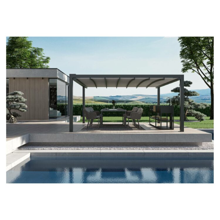 kubische Falt-Pergola KEPLAN freistehend - CORTEN RAU