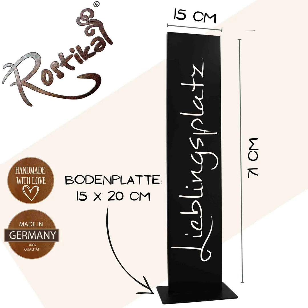 Lieblingsplatz Schild | Metall Deko Spruchtafel schwar
