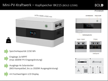 Mini-PV-Kraftwerk – Kopfspeicher BK215