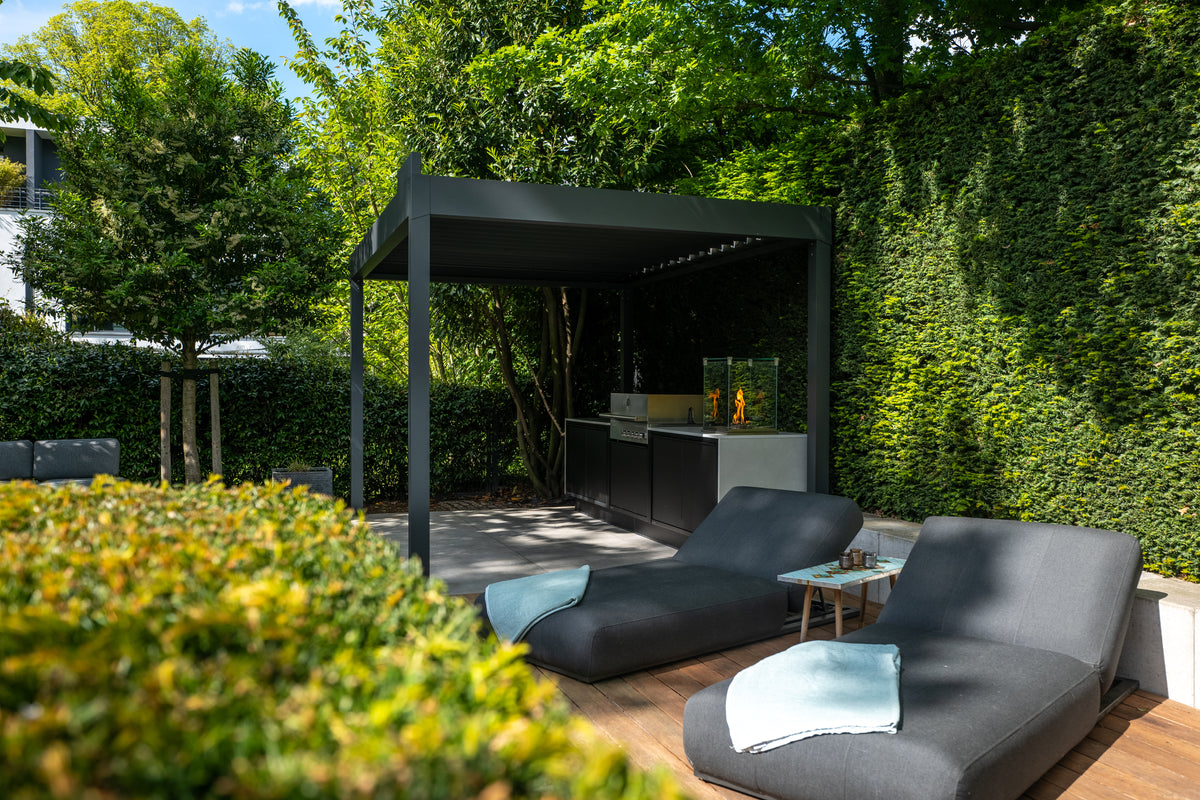 Lamellenpergola Alba - Anthrazit DB703 Struktur - Breite 2,643 m