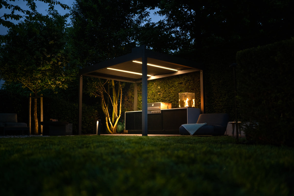 Lamellenpergola Alba - Anthrazit DB703 Struktur - Breite 2,643 m