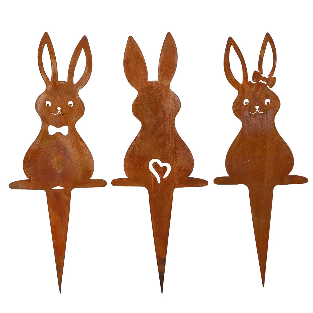 Osterdeko Hasen Gartenstecker – Edelrost Deko für Haus & Garten