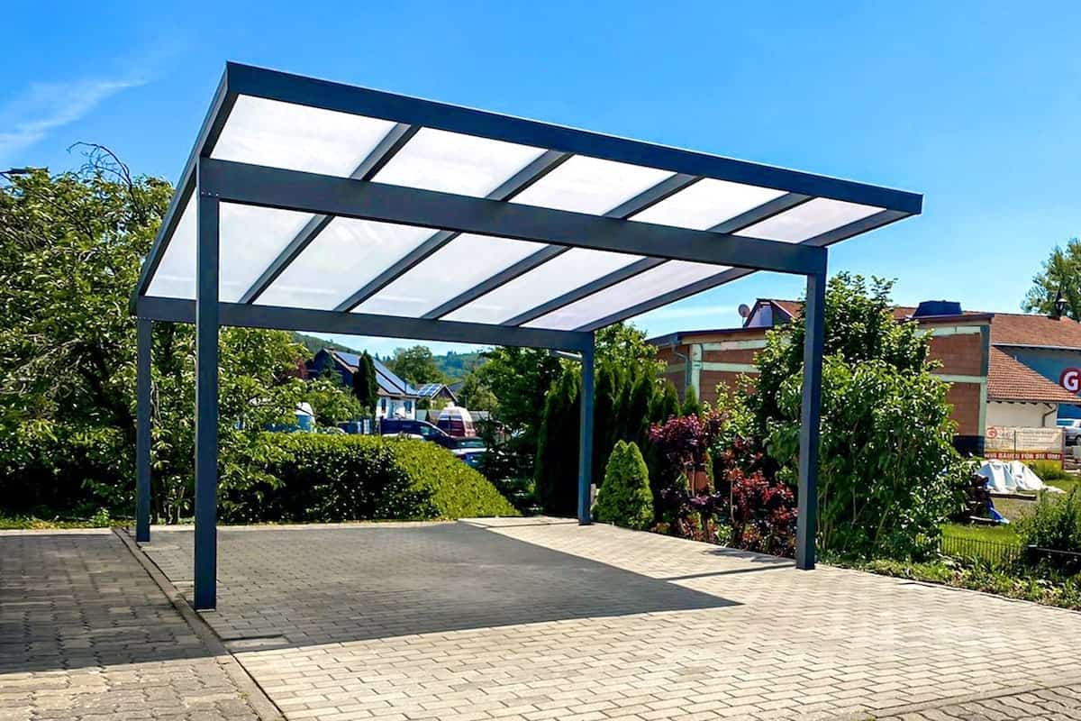 Schweng Pultdachcarport S400 Polycarbonat mit Dachüberstand - Weiß