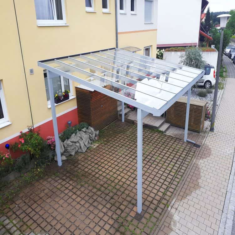 Schweng Pultdachcarport S400 Polycarbonat mit Dachüberstand - Weiß