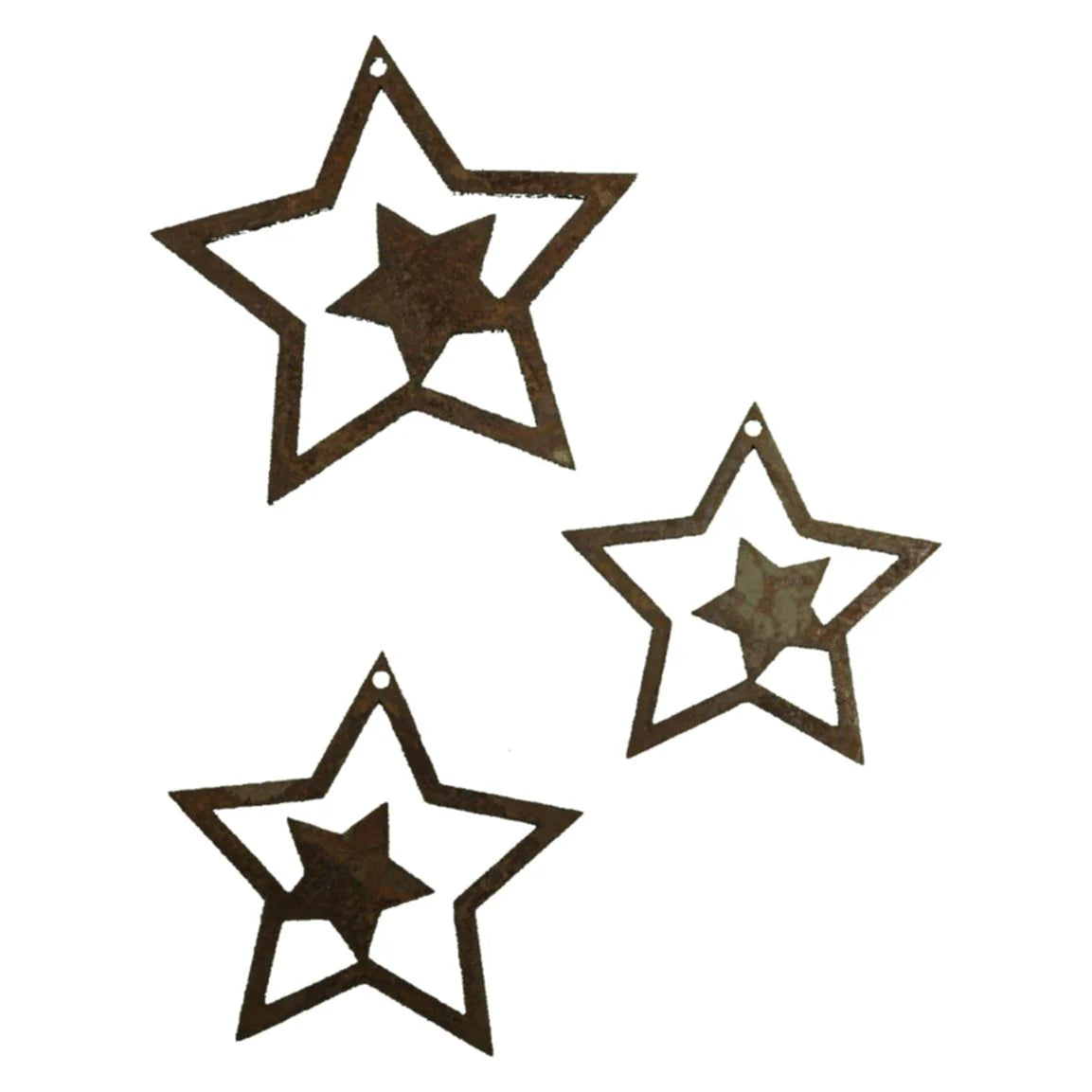 Nikolaus Figur Deko Set | Hängender Weihnachtsmann und Sterne - 4-teiliges Weihnachtsdeko Set