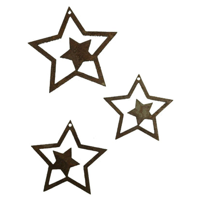 Nikolaus Figur Deko Set | Hängender Weihnachtsmann und Sterne - 4-teiliges Weihnachtsdeko Set