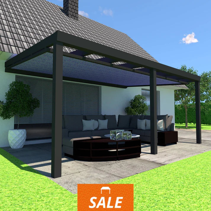 Schweng Terrassenüberdachung S400 mit Unterdachmarkise - 5,61 m x 3,14 m - inkl. Montage