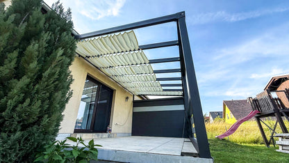 Schweng Economy Terrassenüberdachung - Weiß - Breite 7,06 m - Tiefe 2,55 m