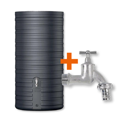 Garantia – NORDIC Regenspeicher inkl. Deckel (300 L, graphite grey) + Chrom-Auslaufhahn - Set