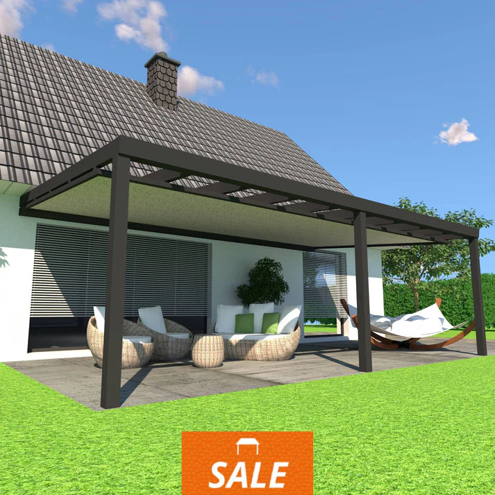 Schweng Terrassenüberdachung S400 mit Unterdachmarkise - 4,72 m x 2,96 m - inkl. Montage