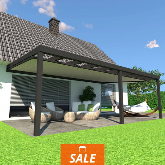 Schweng Terrassenüberdachung S400 mit Unterdachmarkise - 4,72 m x 2,96 m - inkl. Montage