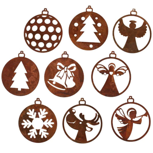 Rustikaler Baumschmuck: Edelrost Anhänger und Christbaumschmuck