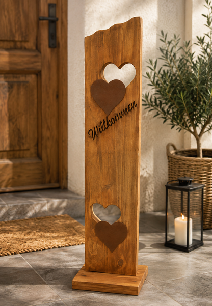 Säule Willkommen - dekorative Willkommenssäule für Haus & Eingang