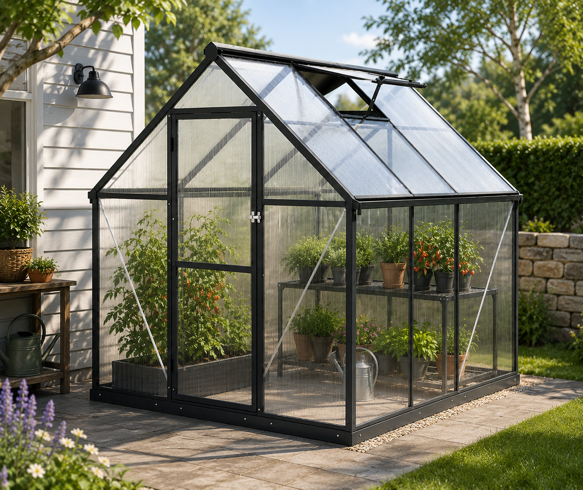 Gewächshaus 224 × 178 × 195 cm – Aluminium & Polycarbonat | Wetterfest & UV-beständig