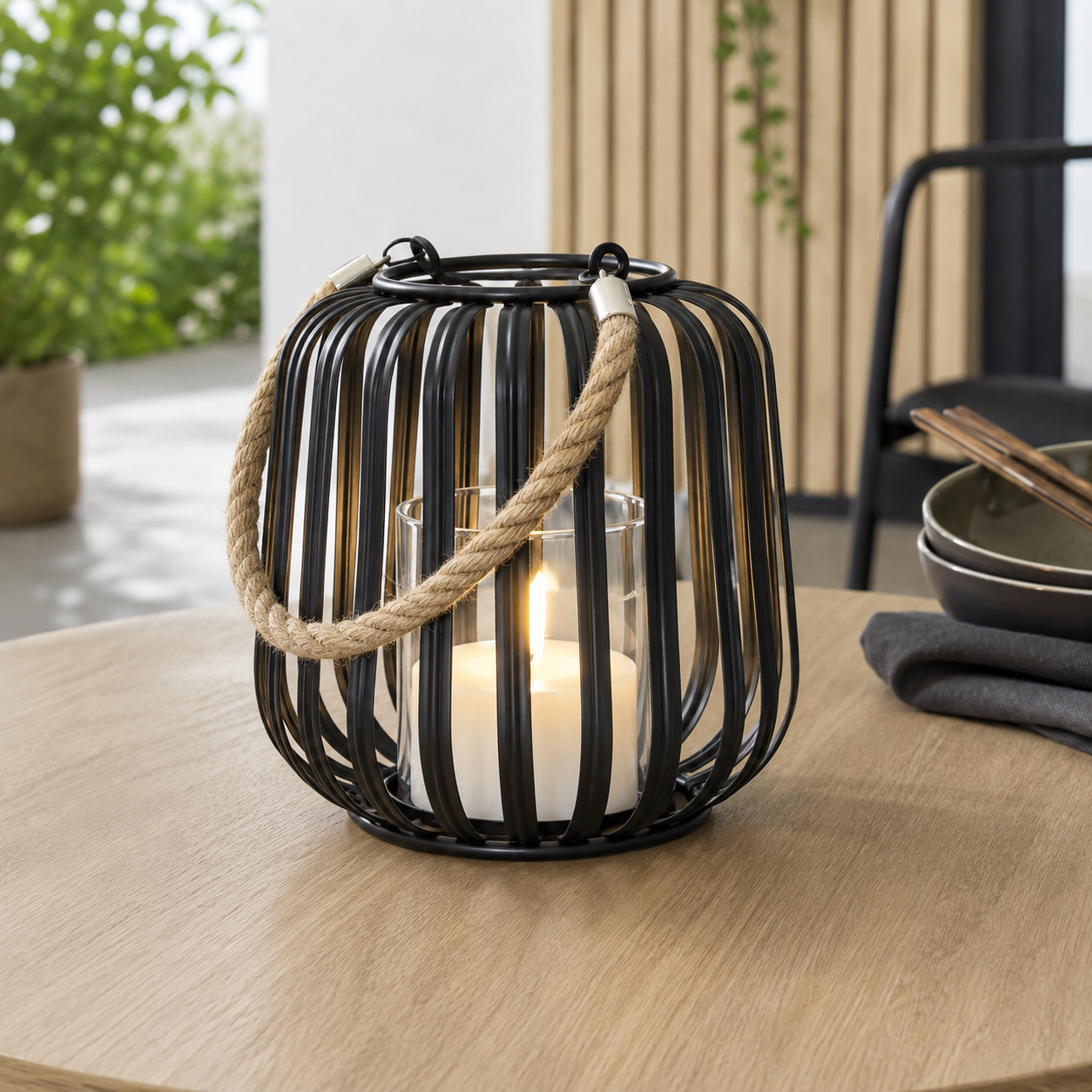 Windlicht Black – dekorative Laterne in Schwarz für Haus & Garten