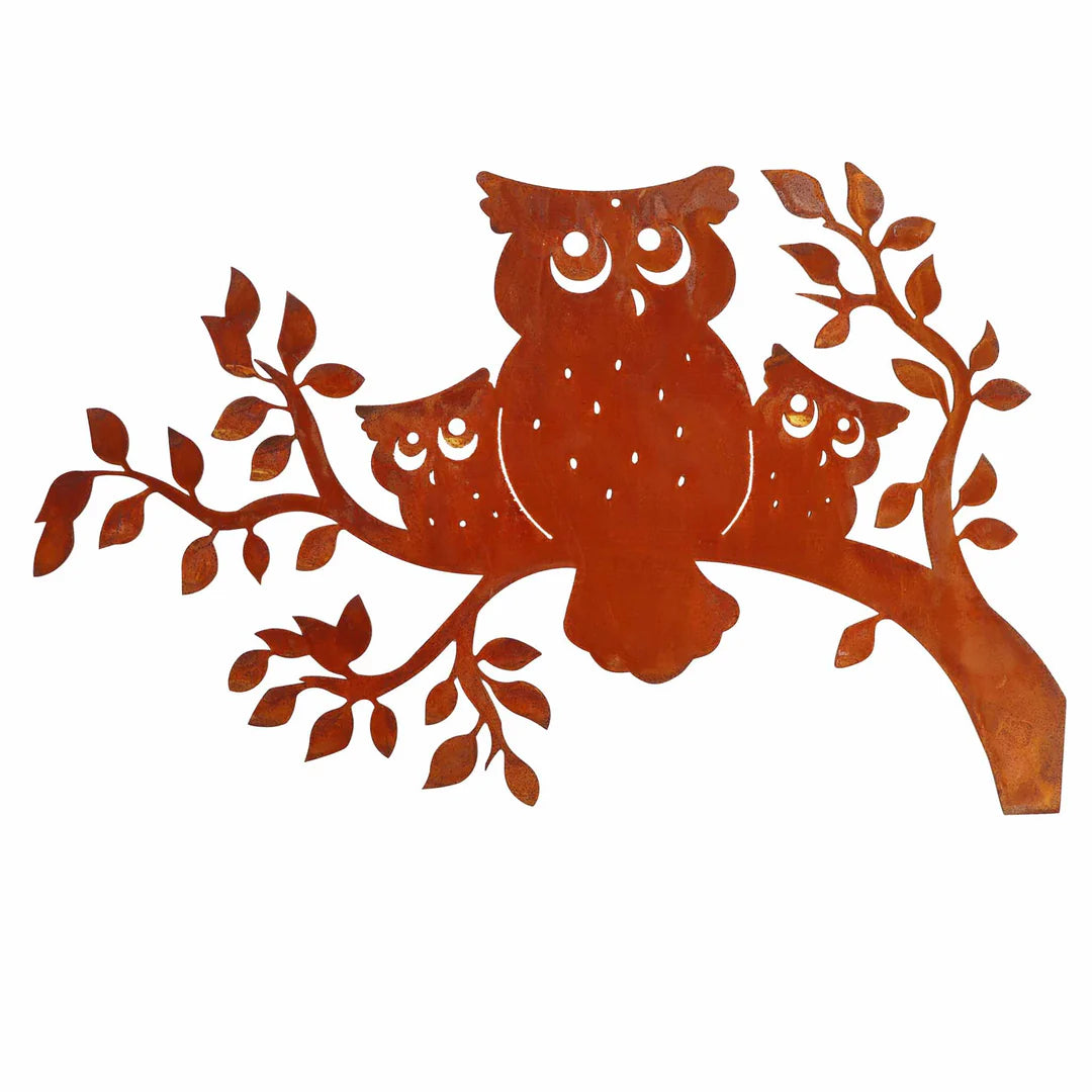 Rost Garten Deko Eulen für Draußen | Vintage Look | Herbstdeko - 50 x 30 cm