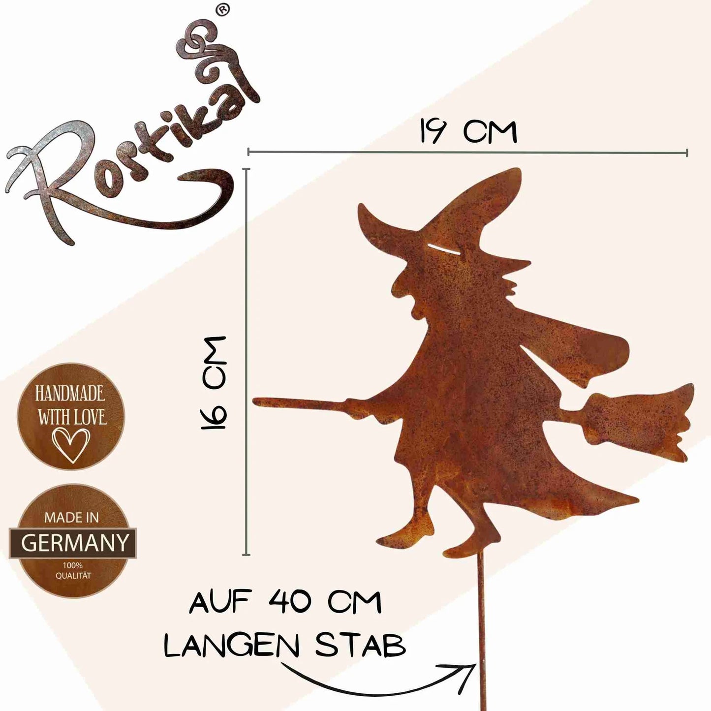 Rostige Metall Deko Hexe - Halloween Dekoration für Garten und Haus